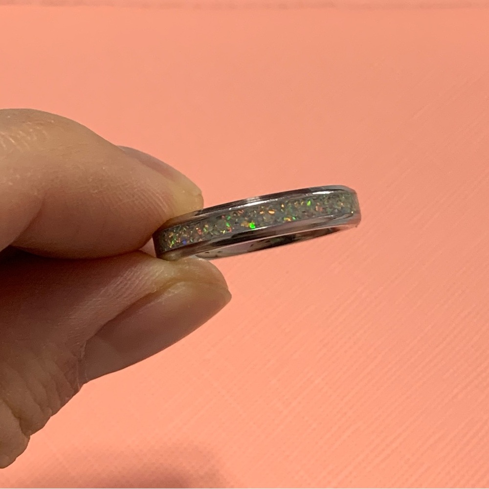 Opal inlay ring - size 6.5
